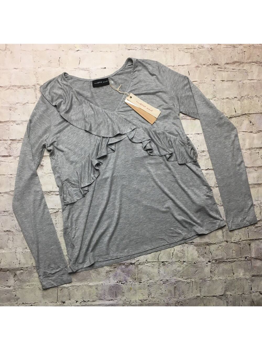 Mustard Seed Ruffled Long Sleeve in Gray